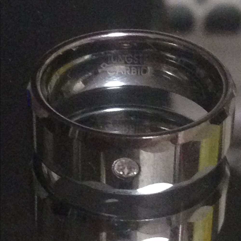 Tungsten Carbide beveled edge 1/10 ct sz 10 band